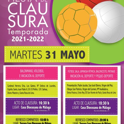 La Fiesta de Clausura de la Escuela Deportiva será el martes 31 de mayo