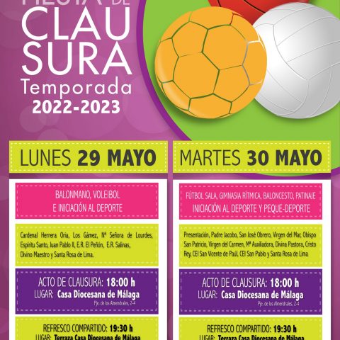 La Fiesta de Clausura de la Escuela Deportiva será el lunes 29 y martes 30 de mayo